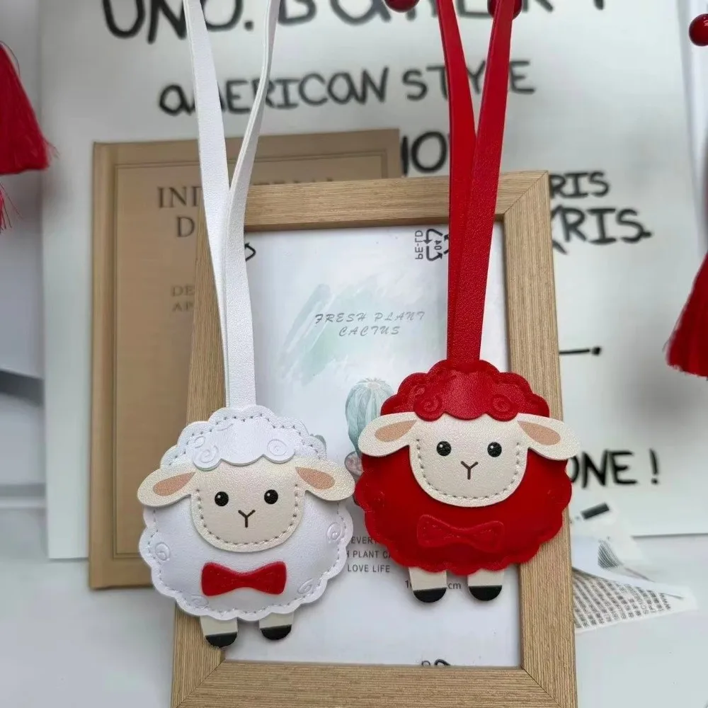 Kawaii PU Leather Sheep Keychain Lightweight Soft Lamb Keyring Multi-Color Cartoon Animal Bag Charm Girlfriend