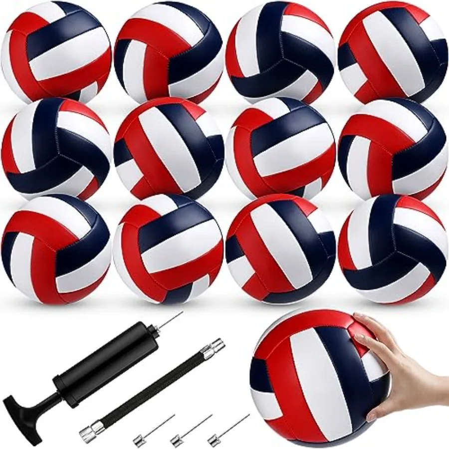 

12 Pcs Volleyballs Official Size 5 Volley Balls Bulk Practice Volleyballs Indoor Outdoor Soft Recreational Volley Ball with Pum