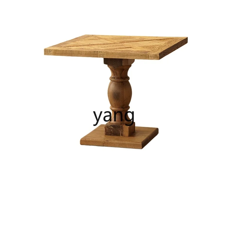 Yjq Vintage Old Elm Patchwork Square Cafe Western-Style Dining Table Quiet Style B & B Two People Breakfast Table