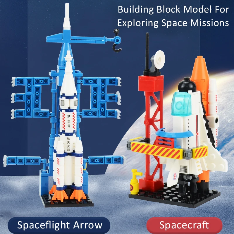 Aviation Spaceport Model Space Shuttle Rocket Launch Center Construction Building Blocks Spaceship Kids Bricks Creative Toys