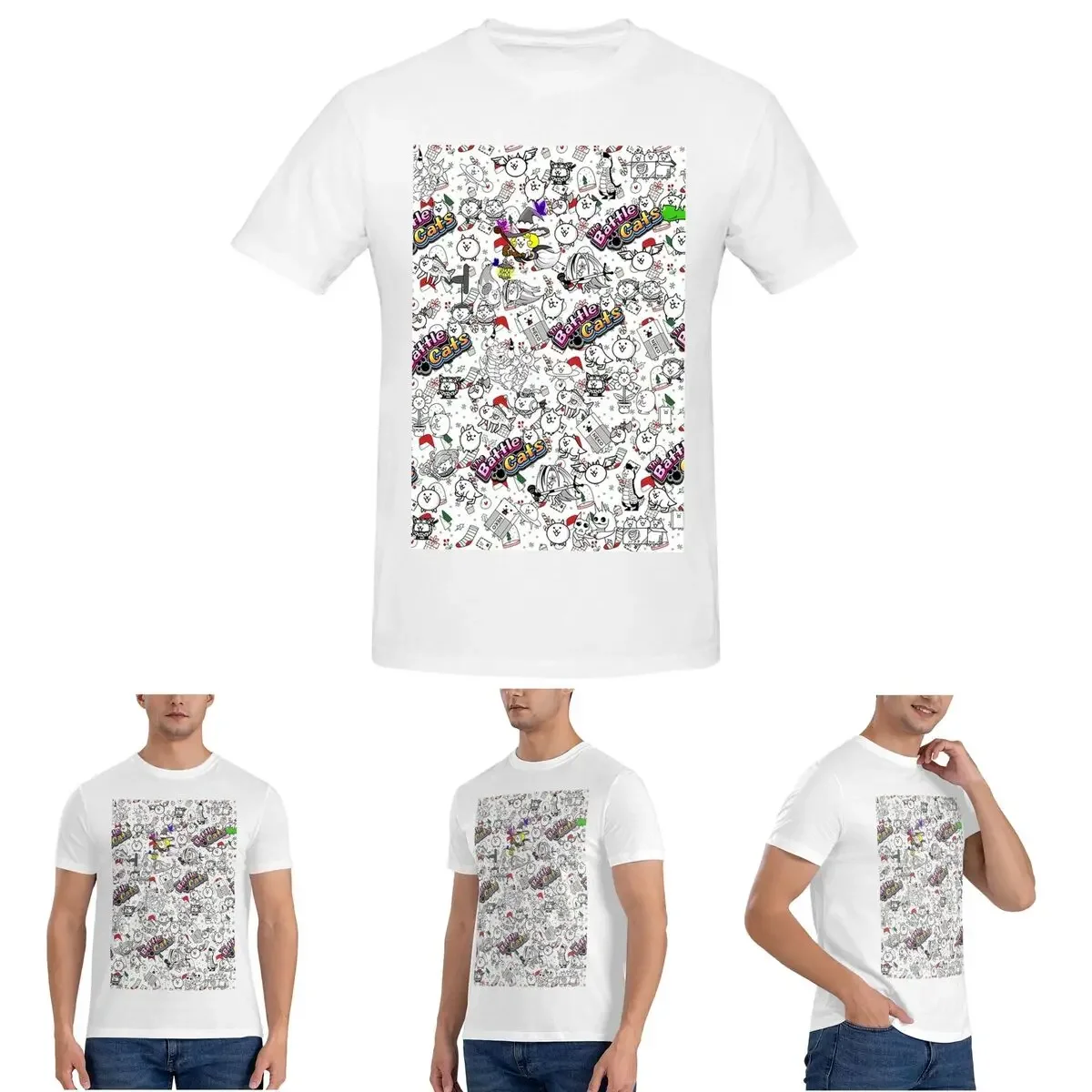 

Battle Cats T-Shirt for Men Cotton Oversized T Shirts Men's Tees Short Round Neck Summer Clothes Tops S-6XL