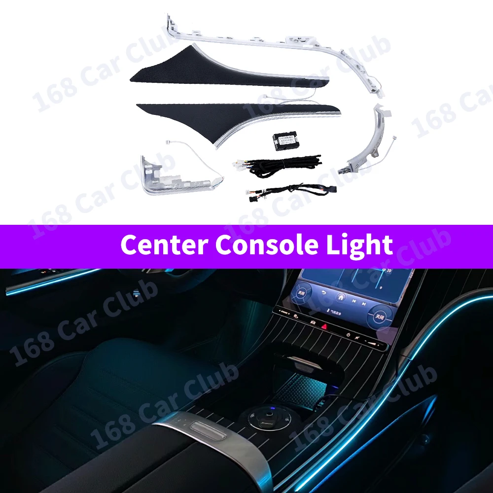 64 Color New LED Ambient Light For Mercedes Benz GLC X254 2024+ Car Turbine Air Outlet Nozzle 4D Speaker Door Seat Ambient Light