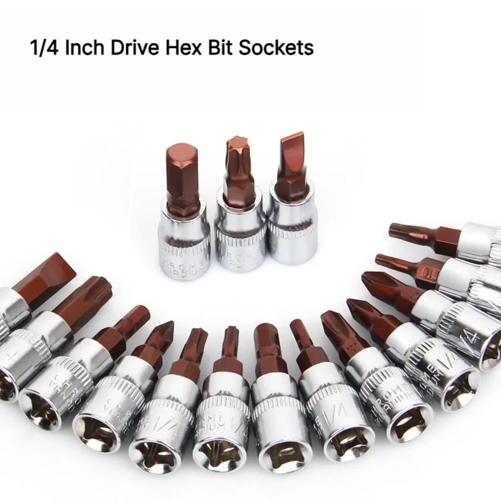 1/4 Inch Drive Hex Bit Sockets S2 Set Metric Screwdriver Hex Bit Sockets Hand Tools Wrench Socket Adapter Joint