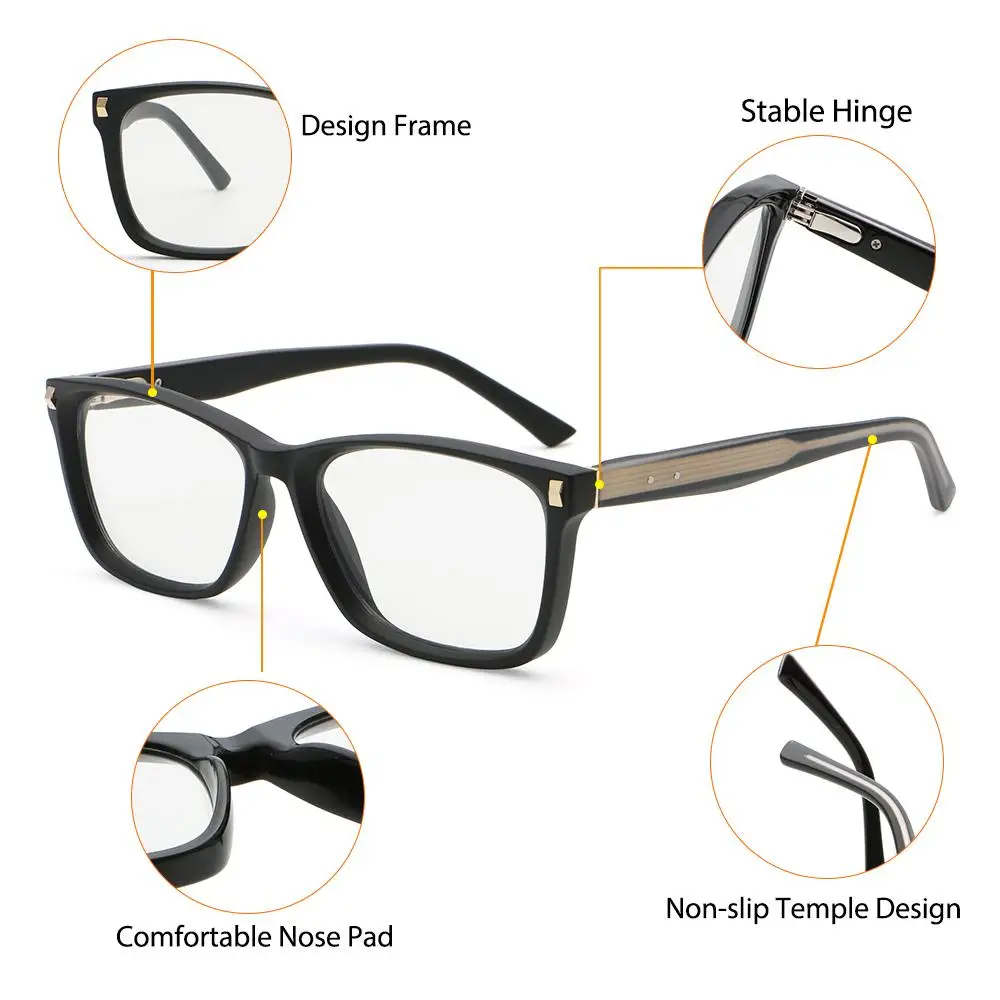 CATERSIDE Unisex Optische Brillen Individuell Angepasste Eckige Gläser Korrekturbrillen Modische Outdoor-Fahr- und Lesebrillen – Detail 5