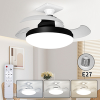 E27 Led Ceiling Fan Light with Remote Control AC 85-265V Color Speed Dimmable Timer Function for Living Room Bedroom Indoor
