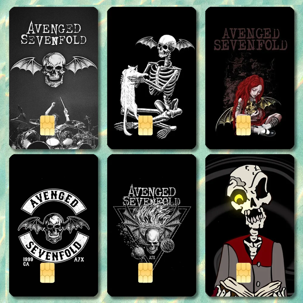 A-Avenged S-Sevenfold Band Sticker Cartoon Credit Card Visa Debit Bank Charge Card Bus Metro Waterproof Sticker Decal Decoration
