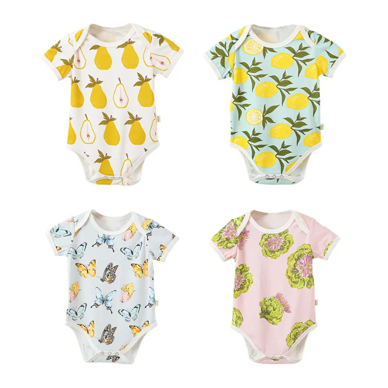 

Newborn Baby Boys Girls Jumpsuit Short Sleeve Baby Rompers Summer Infant One-piece Climbing Clothes