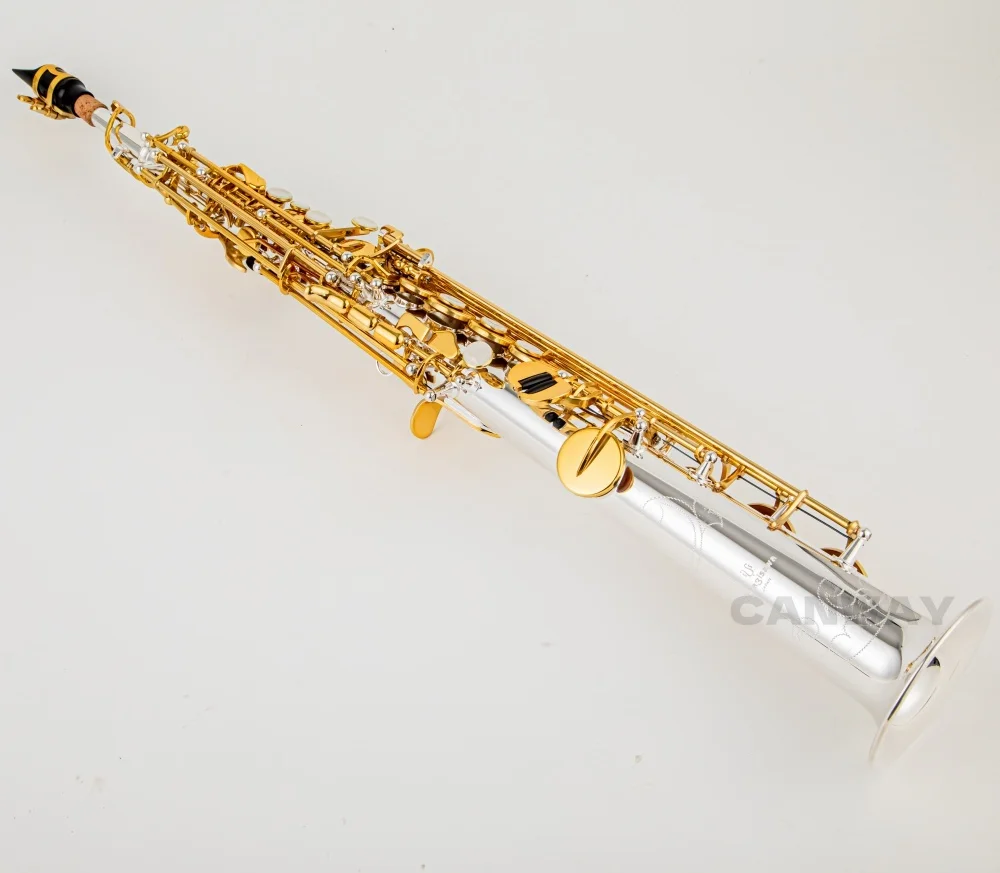 Japanese WO37 Soprano Saxophone One On One Tone Bb Professional Saxophone White Copper Gold Plated SAX Instrument