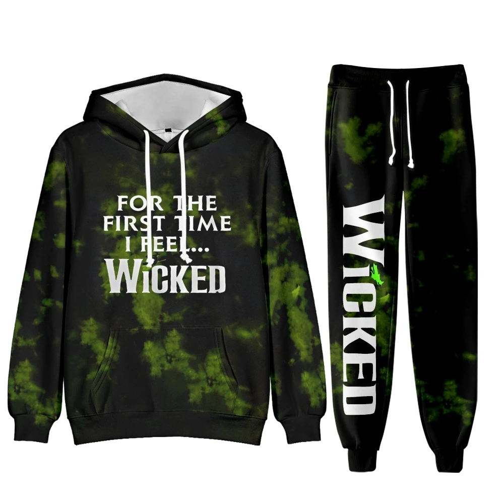 

Wicked hooded Glinda & Elphaba hooded Jogger Pants Two Piece Set Sweatshirts+Sweatpants Women Men's Set