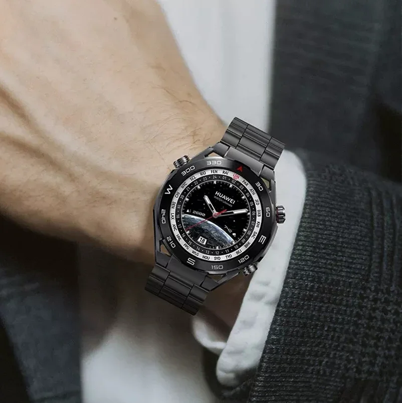 Titanium Strap for HUAWEI WATCH Ultimate,Luxury 22mm Watchband for Huawei Ultimate Smartwatch Black or Silver Business Wristband