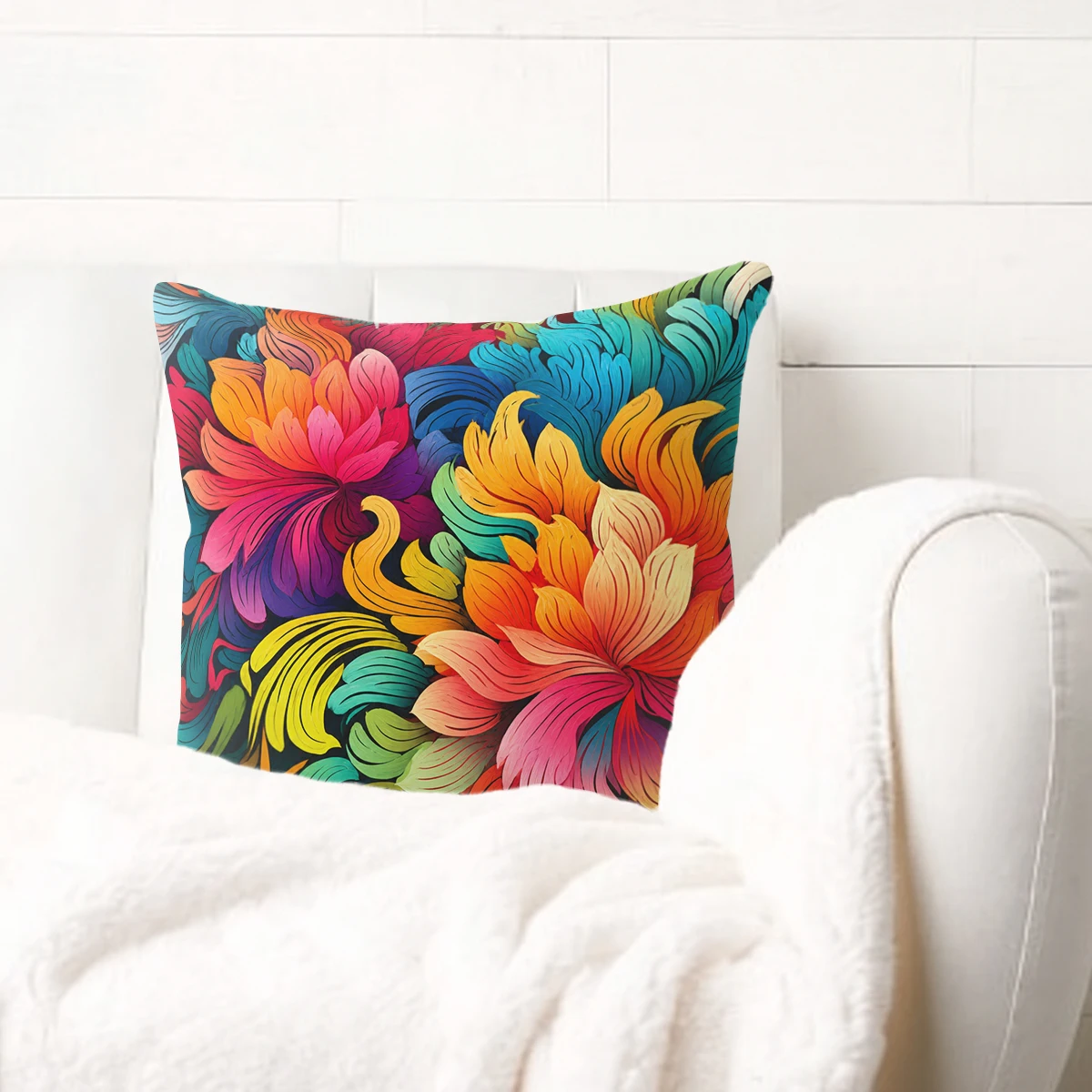 Vibrant Fluid Ink Art Polyester Pillow Cover - Stylish 2D Printed Cushion Case for Home Sofa, Bedroom Decor, Pillow Shell Only