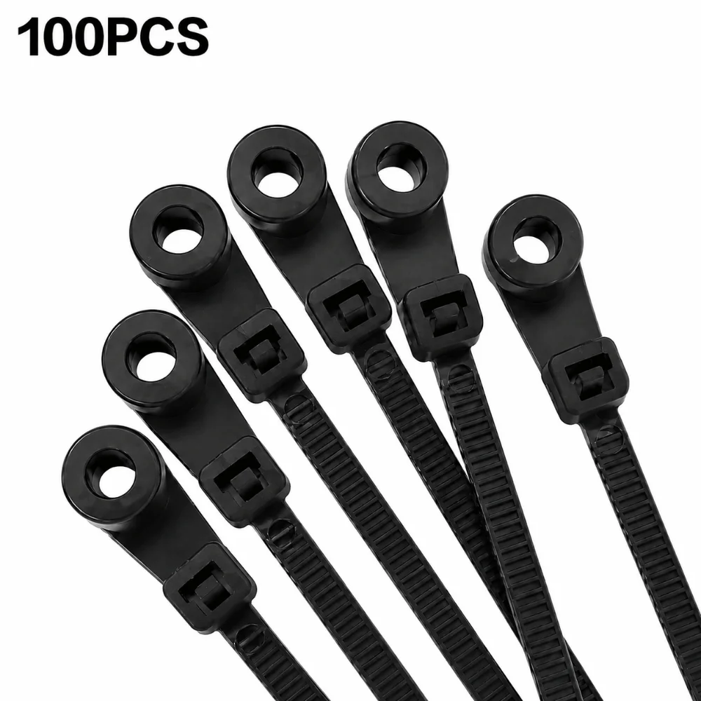 100Pcs Nylon Cable Tie Gear Self Lock Buckle Multi Wire Wrap Wire Sort Accessory Screw Fix Hole Hard Plastic Shell