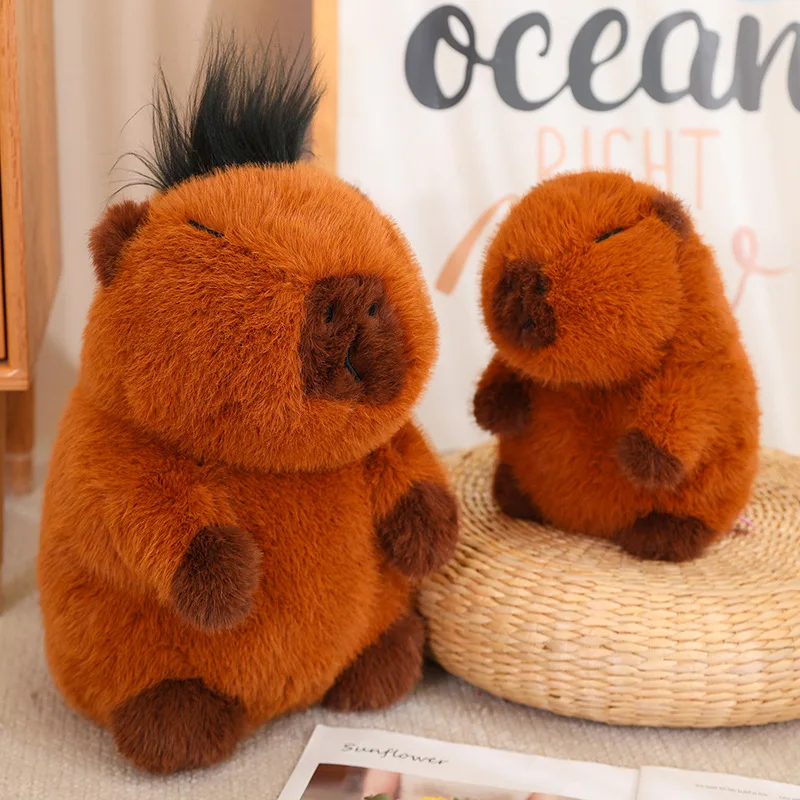 Cute Simulation Chubby Capybara Plush Toy Realistic Stuffed Explosive Hair Capybara Fluffy Plushies Doll Soft Kids Toys Gifts