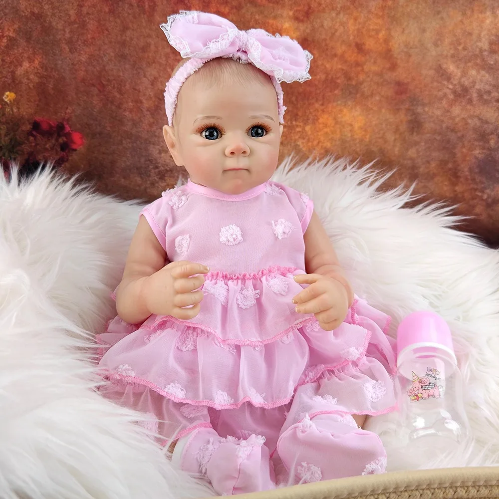 

46cm Girls Bettie Full Vinyl Bebe Reborn Lifelike Painted Soft Skin Doll Playmates Dress Up Toy For Children's Birthday Gift
