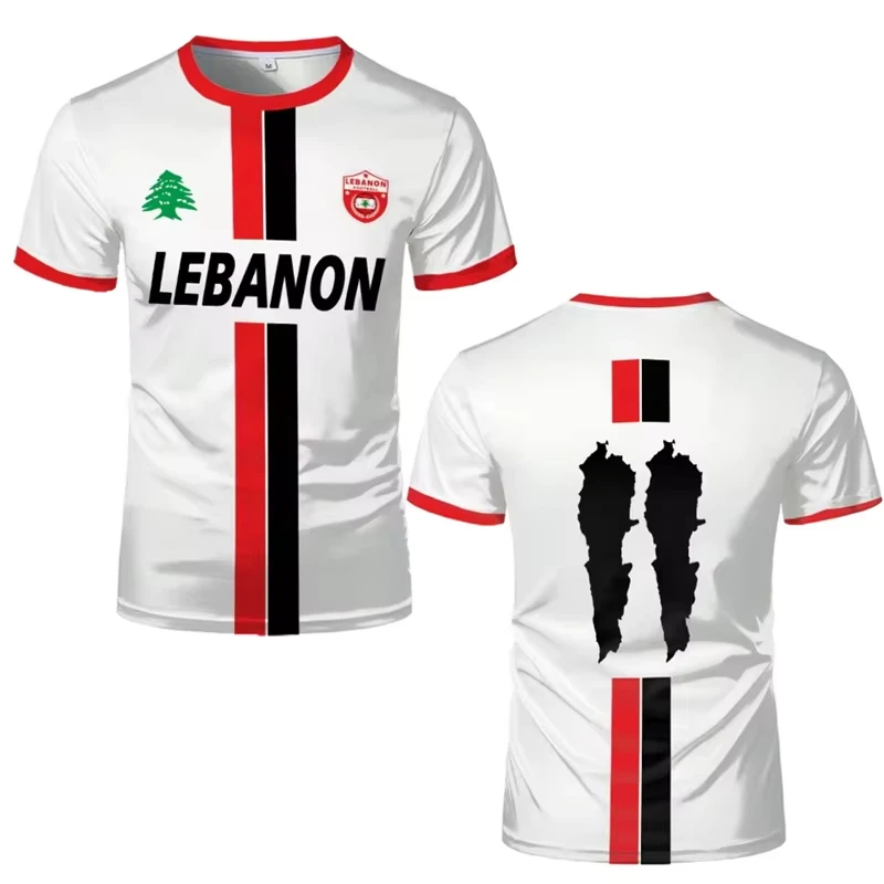 Summer New Lebanon Football Jersey For Men Women T-Shirt Lebanese Flag 3D Print Breathable Sports Soccer Uniform Casual Kids Top