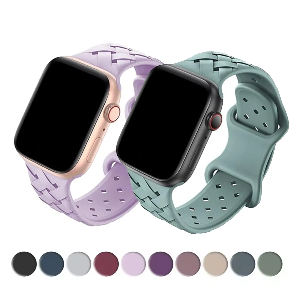Straps For Apple Watch Band 40mm 44mm 42mm 46mm 45mm 49mm 41mm Silicone correa bracelet iwatch series 10 8 9 7 se 4 5 6 ultra 2