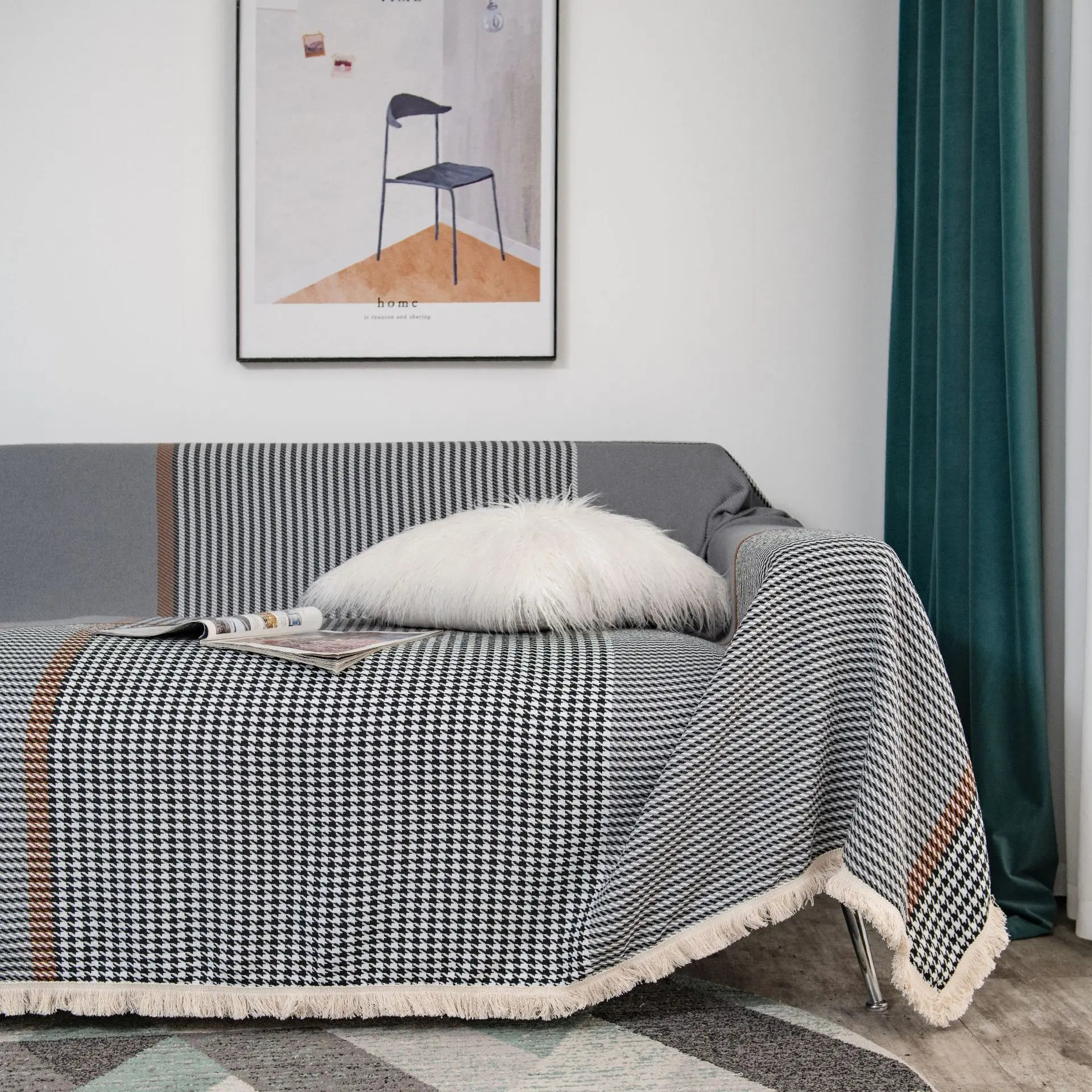 

Чехол для дивана в американском стиле ретро нескользящее полотенце серый жаккардовый плотный чехол тканевое покрывало для дивана домашняя декорация всесезонное универсальное