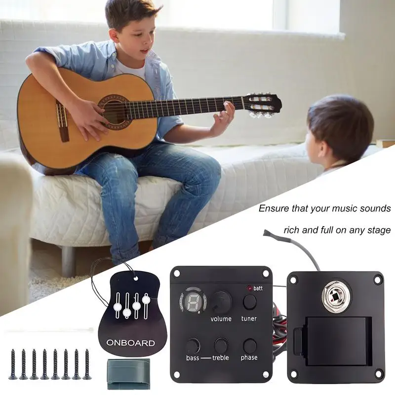 Folklore Guitar Pickup Adjustable Pickup System Guitar Volume Control High-Fidelity Guitar Preamp Accessories Volume Tone Tuner