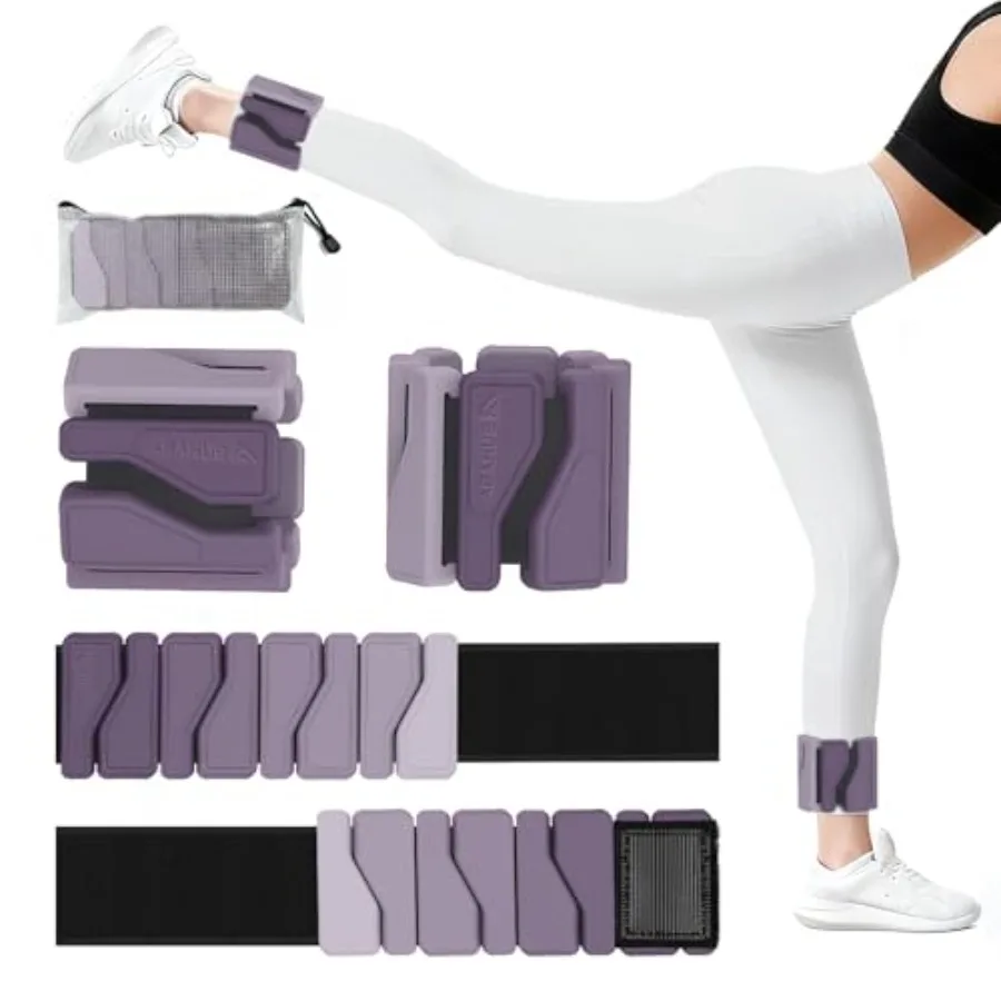 

Adjustable Wrist Ankle Weights 2Pack Wearable Silicone Weighted Bracelet for Women Arm Leg Weights for Home Gym Workout