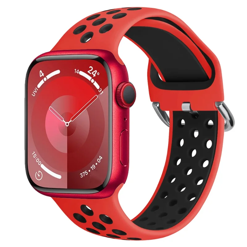 Correa de silicona para Apple watch 10, 42mm, 46mm/9, 8, 7, 6, 5, 4, 3 SE, 45mm, 41mm, 44mm, 40mm, pulsera de repuesto transpirable para Ultra 49mm