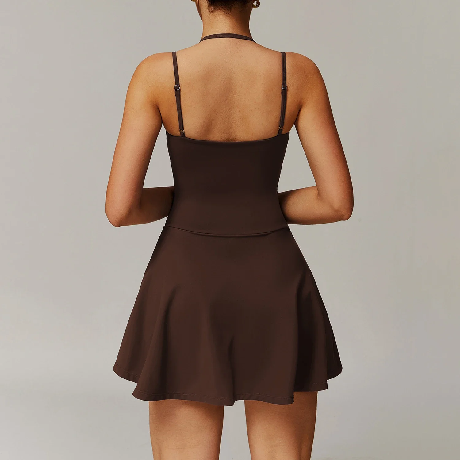New Women Sleeveless Tennis Dresses Fitness Gym Clothes Yoga Jumpsuit Tracksuit Set running Sports Skorts Suspender Slip dress