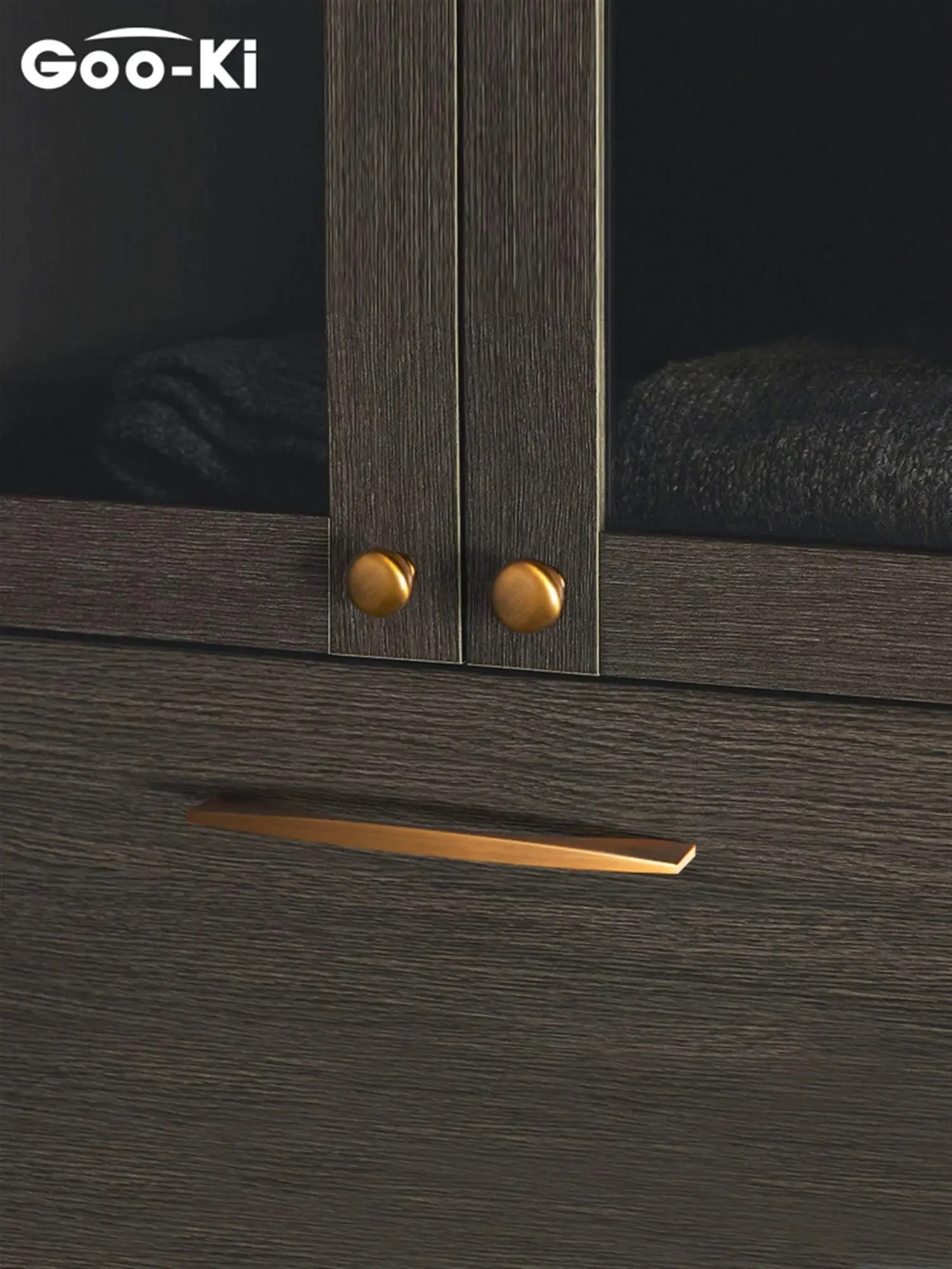 Goo-Ki 아연 합금 캐비닛은 서랍, 옷장, 찬장 옷장 캐비닛에 대한 미니멀리스트 스타일 샴페인 청동 캐비닛 핸들을 당깁니다.