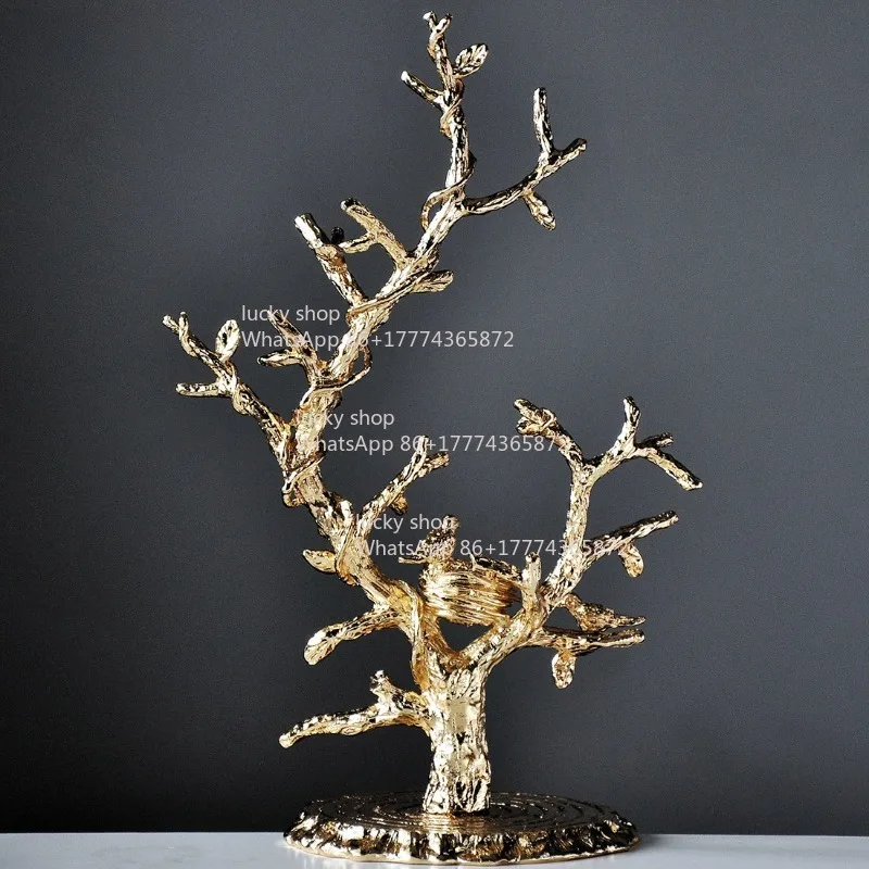 Gold Branch Jewelry Display Stand Nordic Retro Creative Ornament Household Princess Necklace Earrings Jewelry Stand