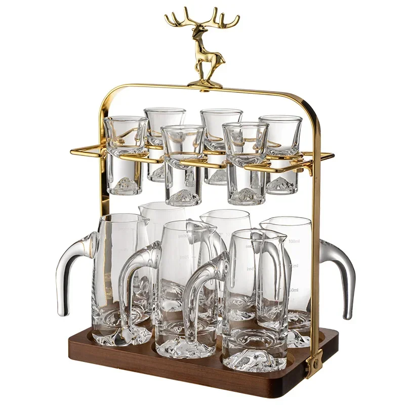 Two or two wine dispensers, household Baijiu cup set, wine set, one pot, one glass of small, one mouthful of tall spirit glass