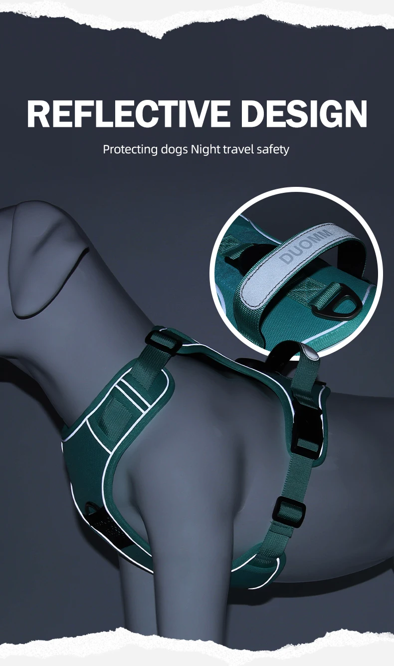 Kein ziehendes Hundegeschirr mit AirTag-Halter, Griff und vorderem Clip – verstellbare, reflektierende, weich gepolsterte Hundegeschirrweste zum Spazierengehen, Tra – Detail 8