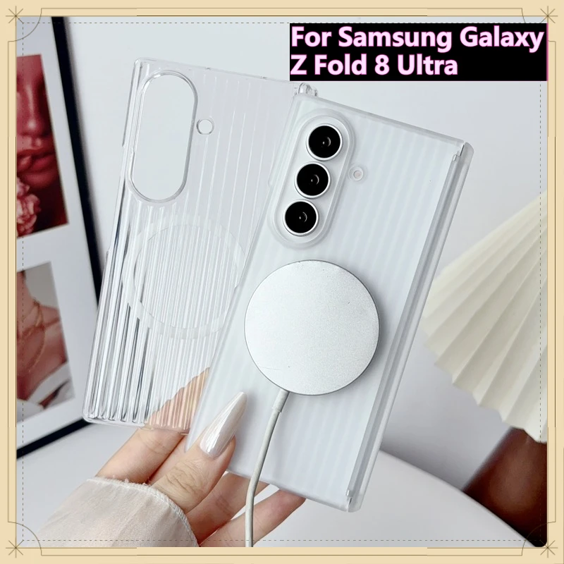 Case For Samsung Galaxy Z Fold 7 6, 8 Ultra ELVEV Hard PC + Soft TPU Anti-slip Dual-axis Hinge Magnetic Phone Cover