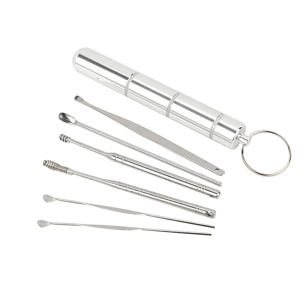 

6Pcs Ear Wax Pickers Portable Stainless Steel Earpick Wax Remover Curette Ear Pick Cleaner Spoon Care Ear Cleaning Digging Tool