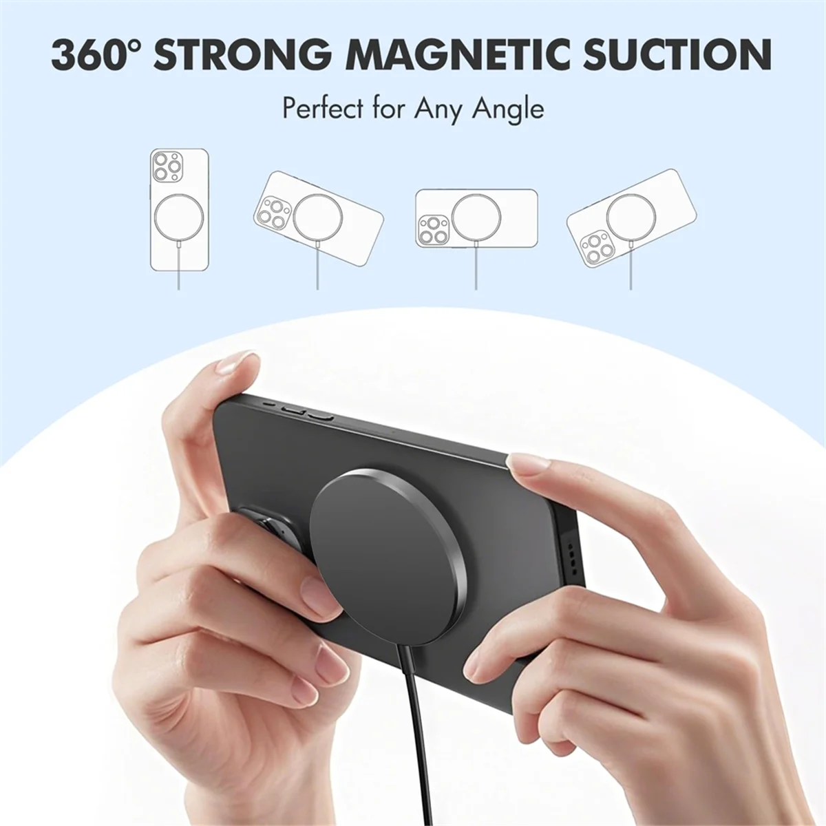 2025+ وسادة شاحن لاسلكية مغناطيسية، وسادة شحن سريعة 15 وات لـ 16 16e 15 14 13 12 Series- 4 3 2 Pro
