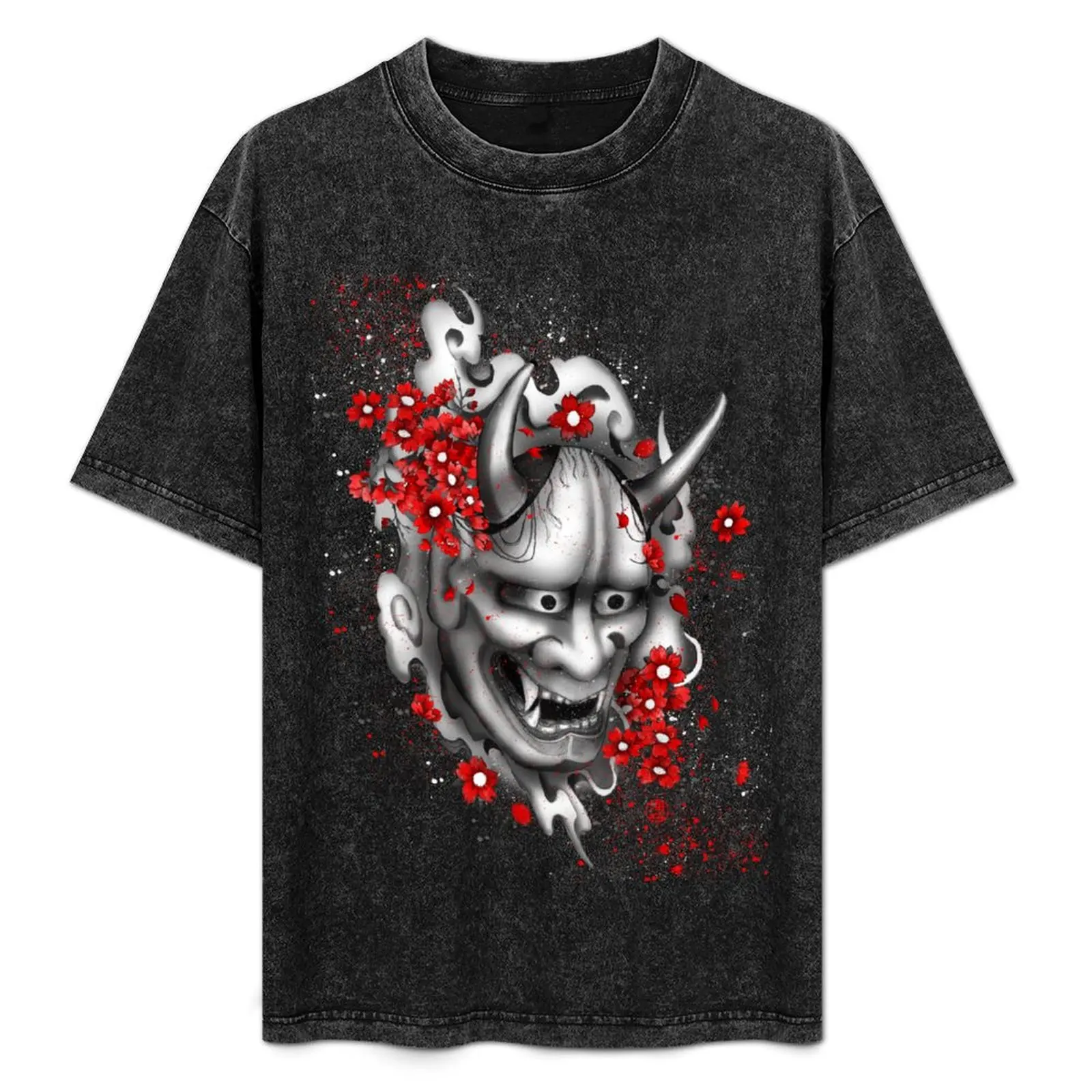 

Hannya Mask and sakuras T-Shirt clothes tops customs design your own cheap stuff Men's clothing