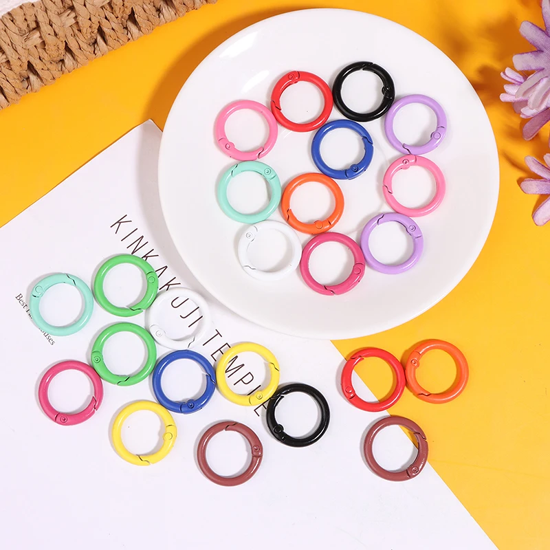 10Pcs Metal O Ring Spring Clasps Openable Round Carabiner Keychain Bag Clips Hook Dog Chain Buckles Connector DIY Accessories