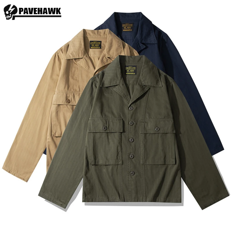 Field Hunting Jacket Mens Cotton Comfortable Wear-resisting Tactical Long Sleeved Shirt Coats Lapel Multi Pocket Combat Cardigan