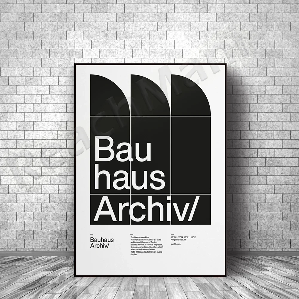 Bauhaus Archive Helvetica Printed Poster, Minimalist Modern Wall Art Decoration Canvas Canvas Wall Unique Gift