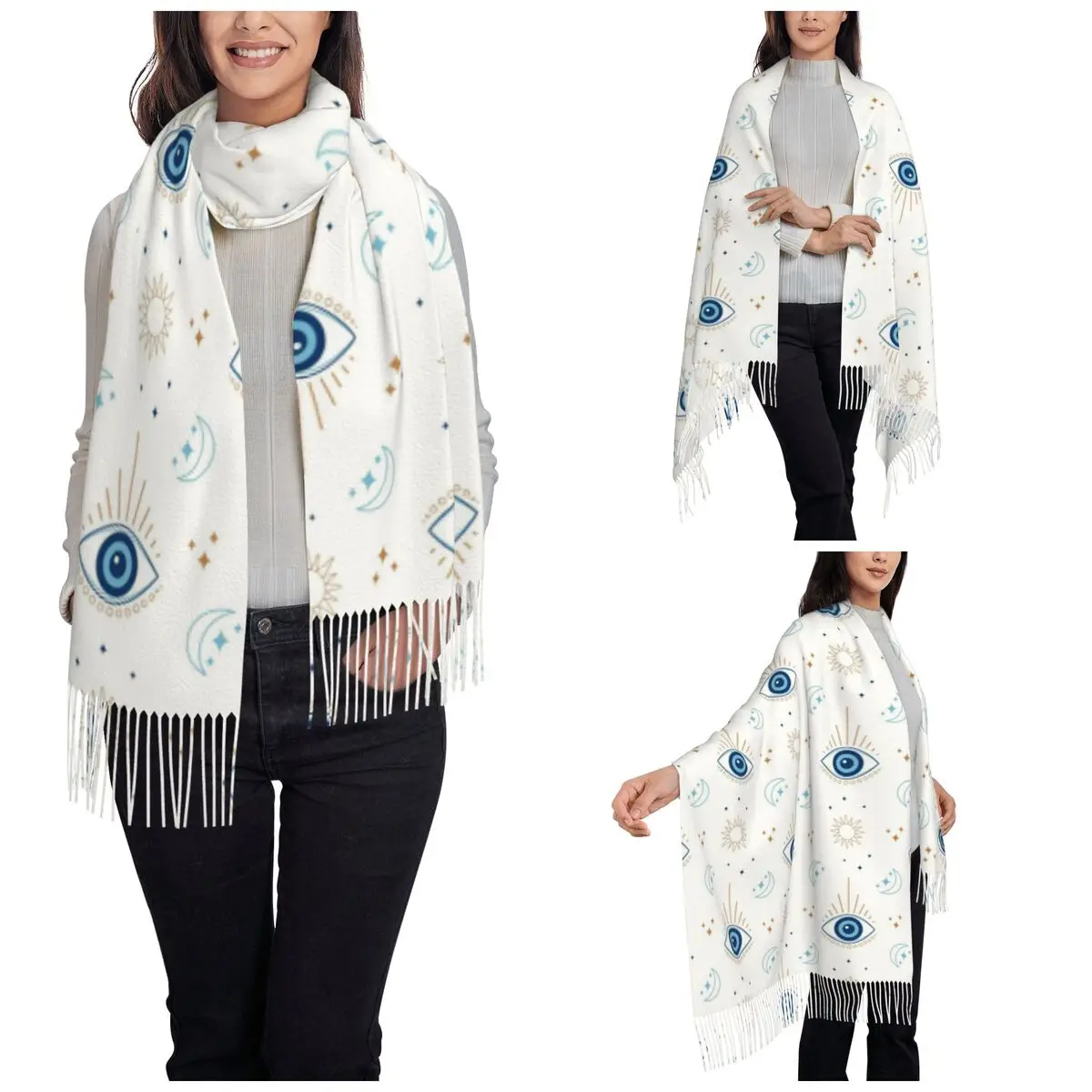 Nazar Evil Eye Greek Amulet Scarf for Women Winter Fall Pashmina Shawls and Wrap Lucky Charms Boho Large Shawl Scarf Lightweight