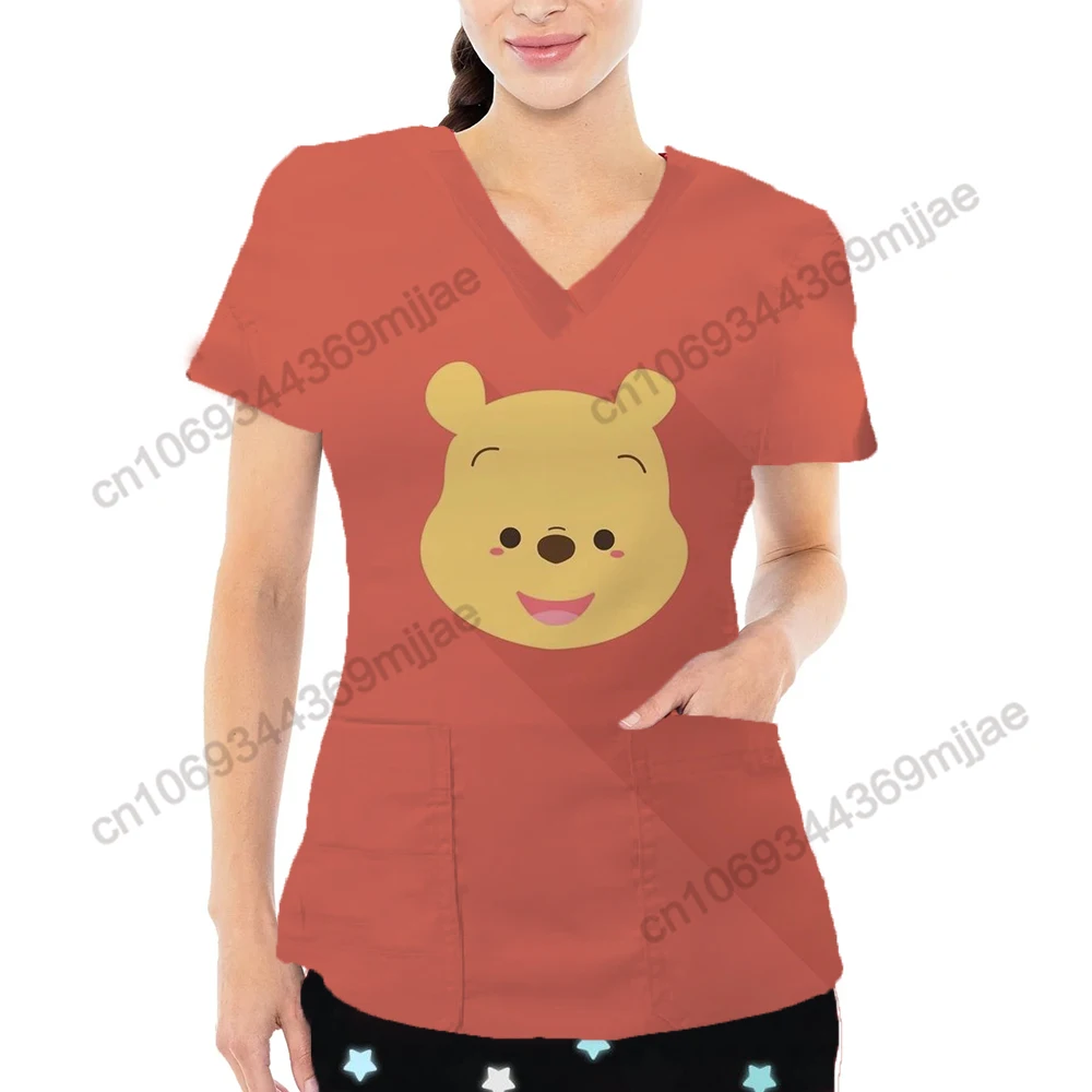 

Disney Women's T-shirt Nurse Uniform Vintage T Shirts Y2k V-neck Pocket Y 2k Top Woman Clothing Yk2 Kpop 2000s Tops Graphic Tee