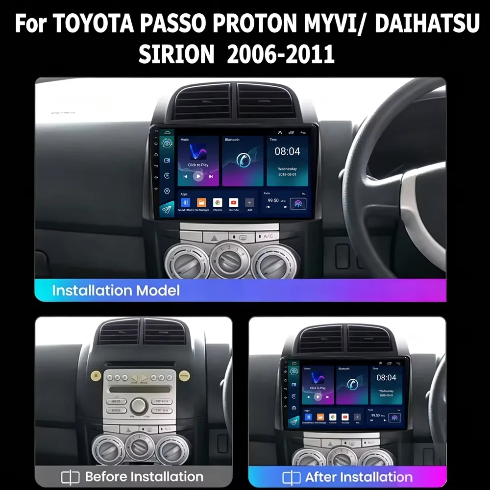 Cortex-A76 Octa-Core Android 16 For Toyota Passo XC10 For Daihatsu Boon Sirion 2004 - 2010 Car Radio Multimedia Player Stereo BT