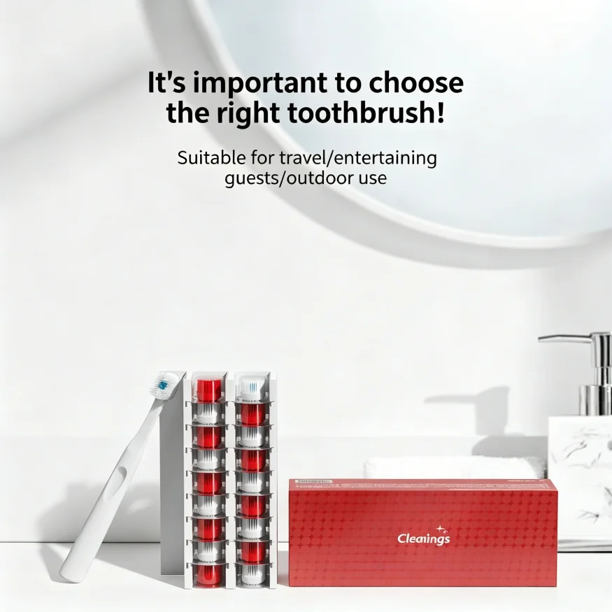 1 Handle + 18 Replaceable Toothbrush Heads, Portable Travel Oral Care Kit with Fresh Breath