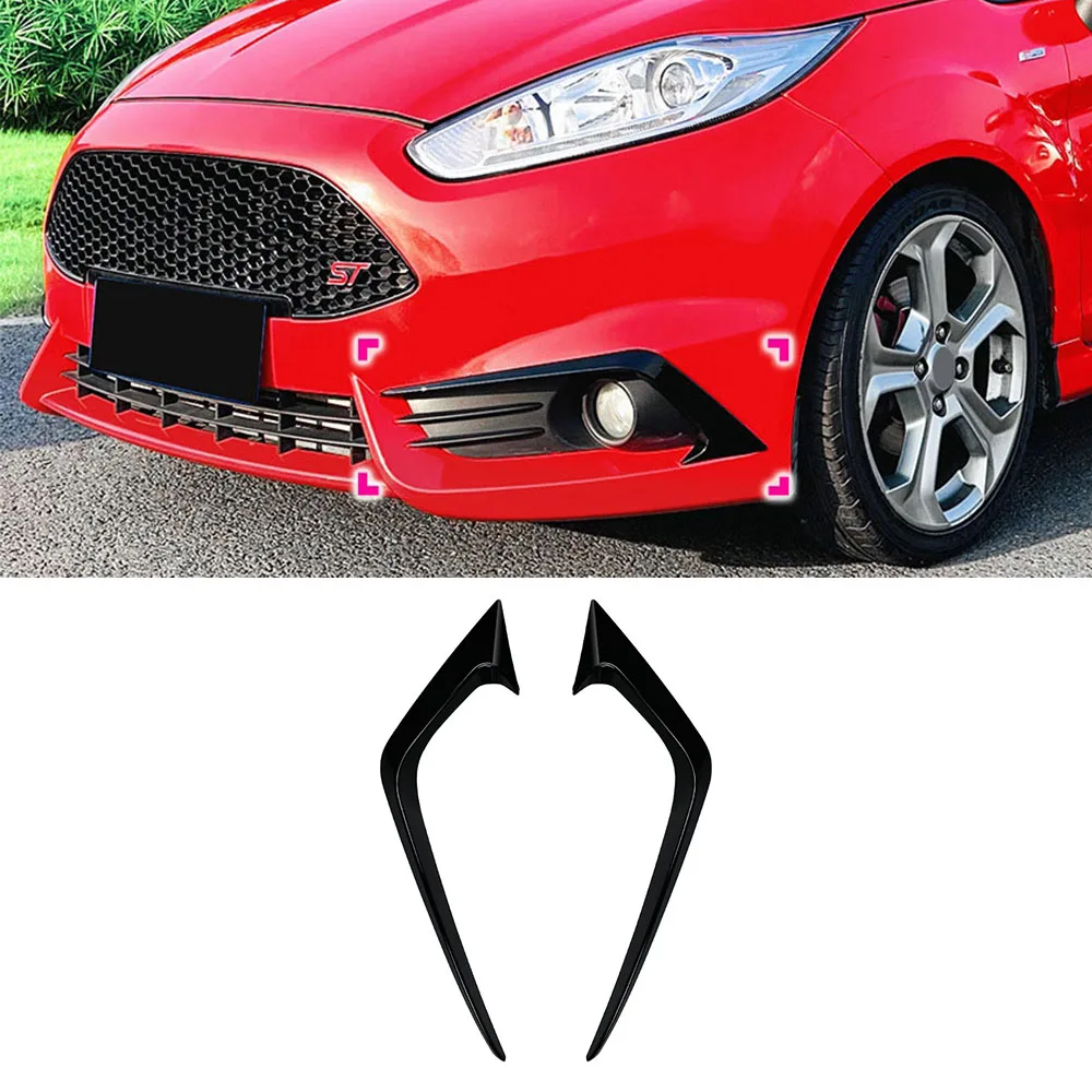 

For Ford Fiesta ST MK6 2012-2017 Front Bumper Spoiler Fog Lamp Cover Air Knife Splitter Body Kit Carbon Fiber look/ Glossy black