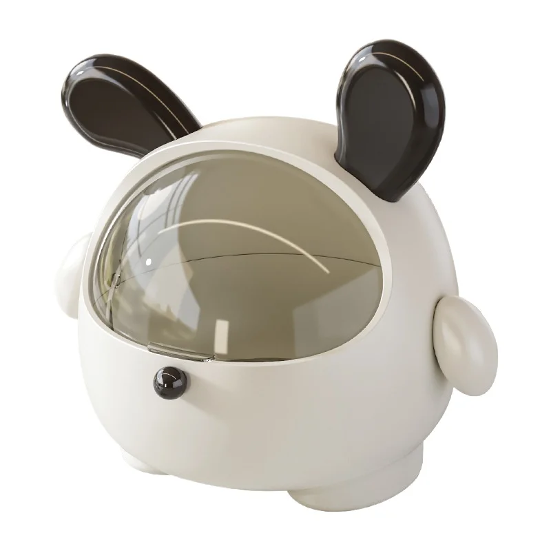 Cartoon Desktop Storage Bin, Multifunctional Trash Can with Lid for Bedroom & Desk