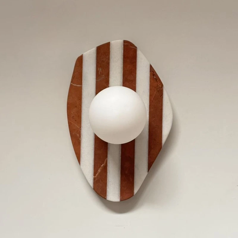 

French Minimalist Striped Marble Wall Lamp Creative Decorative Sconce for Living Room Bedroom Study Ambient Lighting