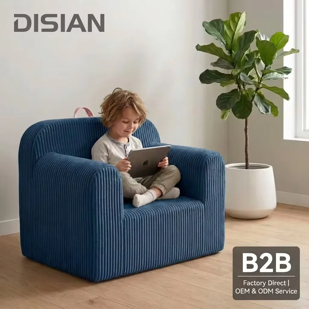 Nordic Style Fabric Kids Sofa Chair with High-density Foam Kids Reading Armchair for Playroom Nursery OEM/ODM