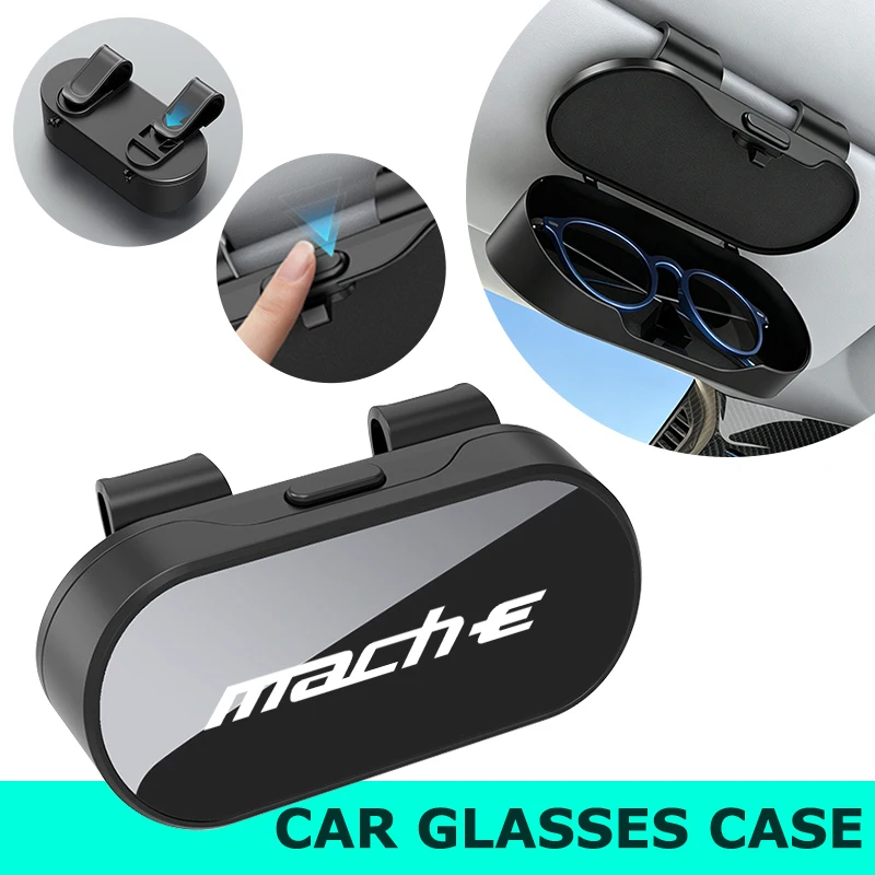 Estuche para gafas de coche, visera solar, clip para gafas de sol, caja de almacenamiento, accesorios para Mustang Shelby GT GT350 Fender Zapatillas EcoBoost GT500