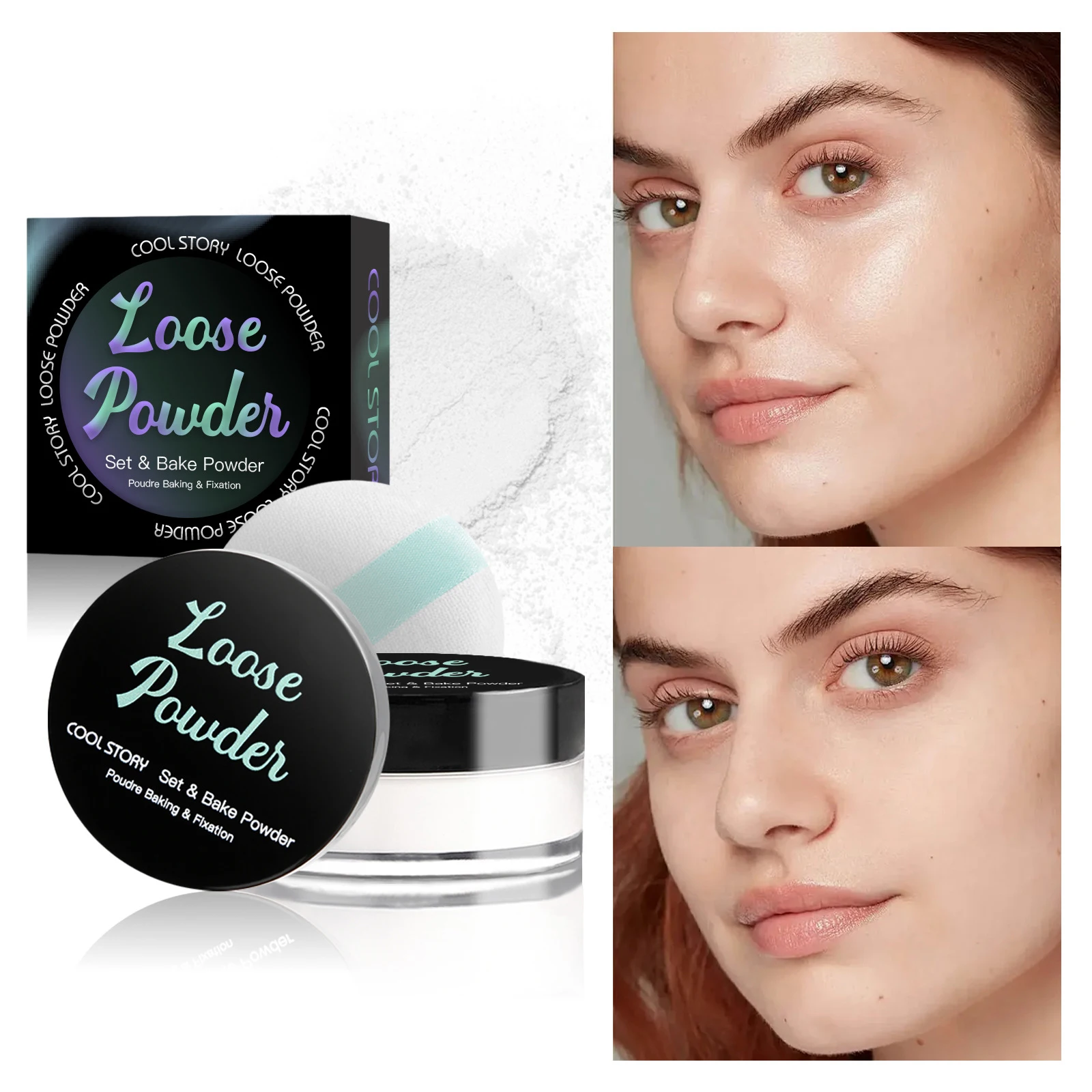 ルースパウダーオイルコントロール固定メイクアップ目に見えない毛穴コンシーラーハニーパウダーフェイス仕上げタッチアップパウダー長期的な