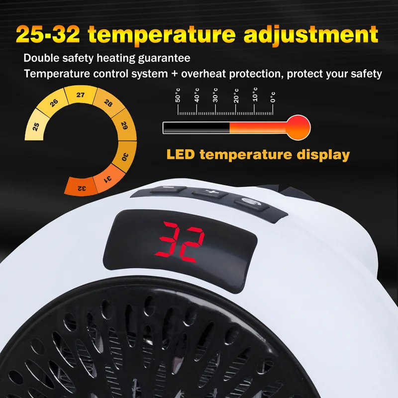 Electric Heater Portable Ptc Ceramic Hot Air Fan Household Desktop Wall Mounted Round Home Mini Appliances Winter Heater