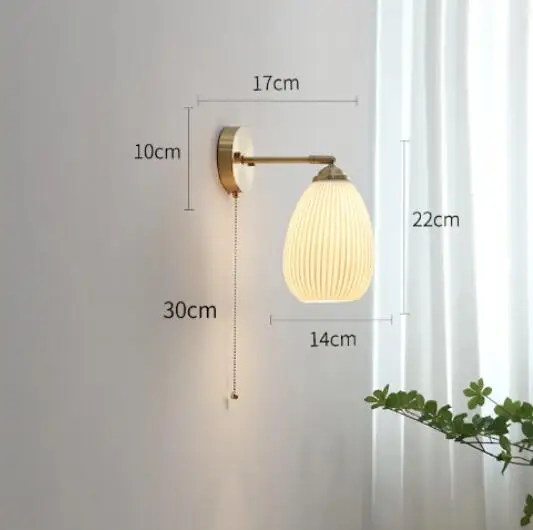 IWHD  Ceramic Wall Lamp Beside Home Lighting Knob Switch