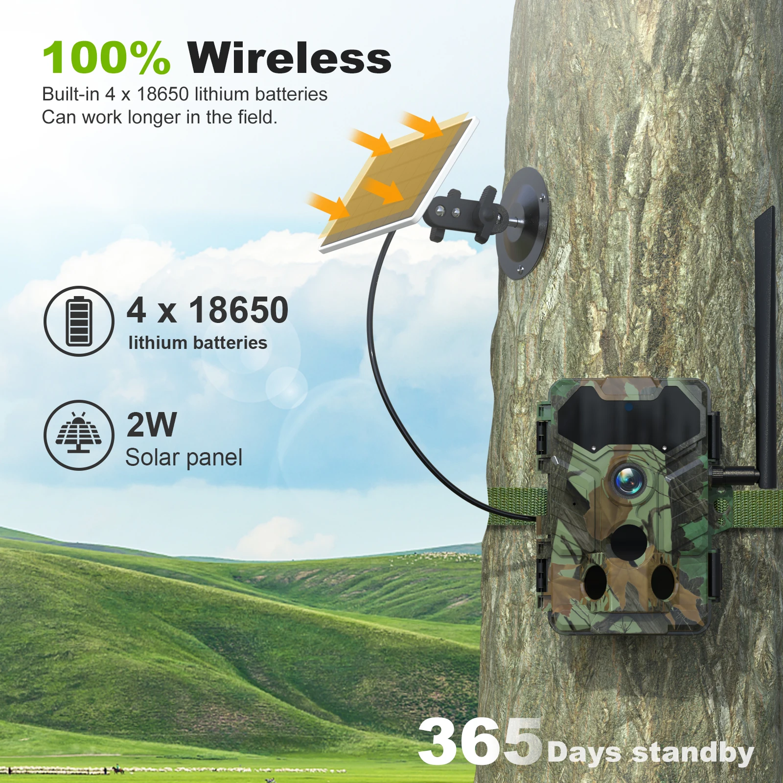 32MP/1080P Solar Hunting Camera Night Vision Motion Activated wild camera outdoor Multiple versions of network connections