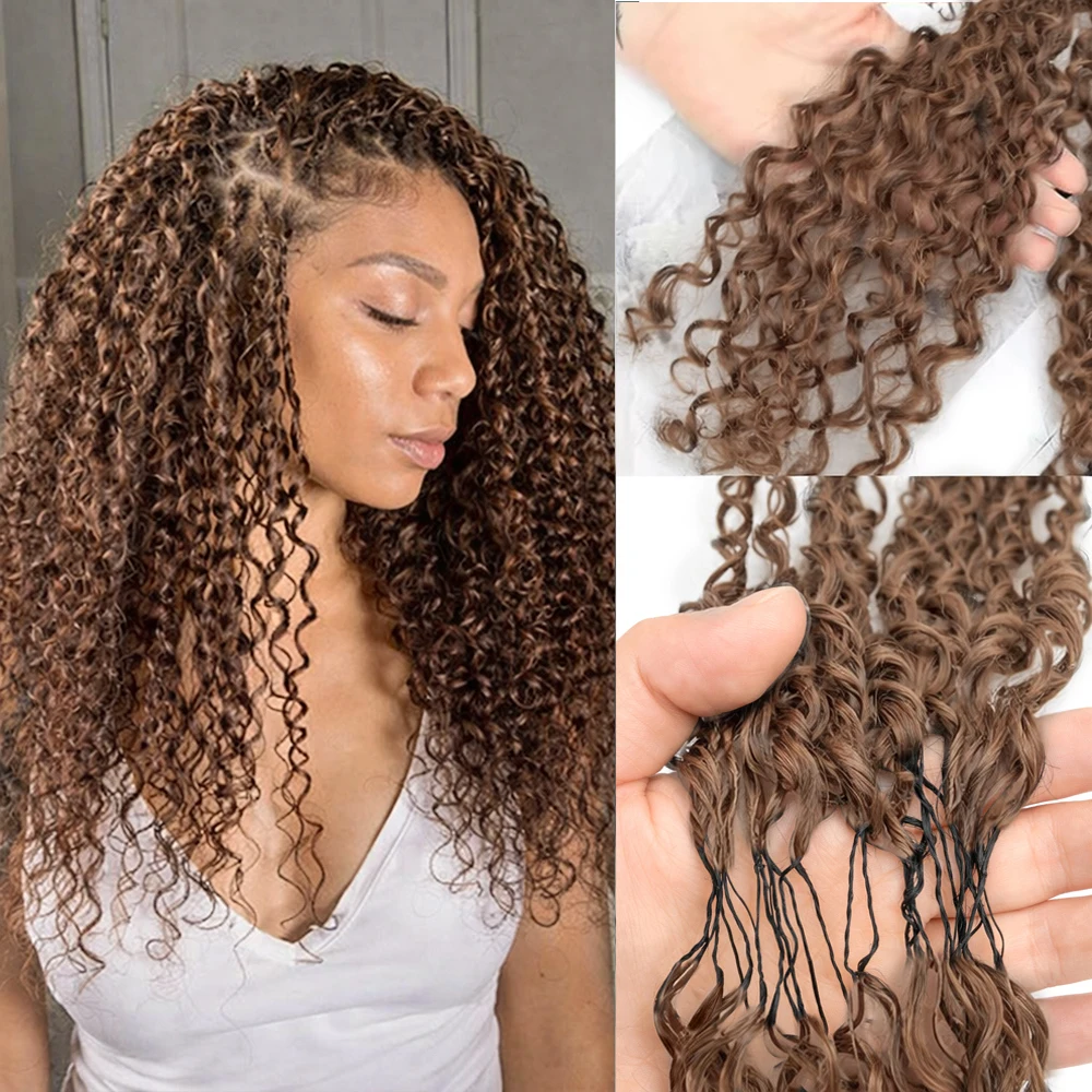 

Наращивание волос для крючкового плетения: глубокие кудри, 12A, невидимые бесшовные пряди, предварительно разделенные, коричневый цвет, кудрявые, с эффектом водной перьевидной текстуры